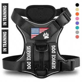 Reflective Breathable Solid Color Polyester Dog Strap (Option: Black-M)