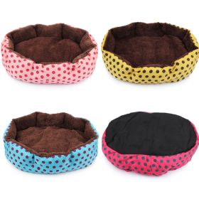 Pet Bed Warm Winter Bed Dog Cat Bed Soft Wool Point Design Pet Nest With Removable Mats Octagonal Shape Kennel Cat Dog Sofa Bed (Color: Red, size: 53x43x10)